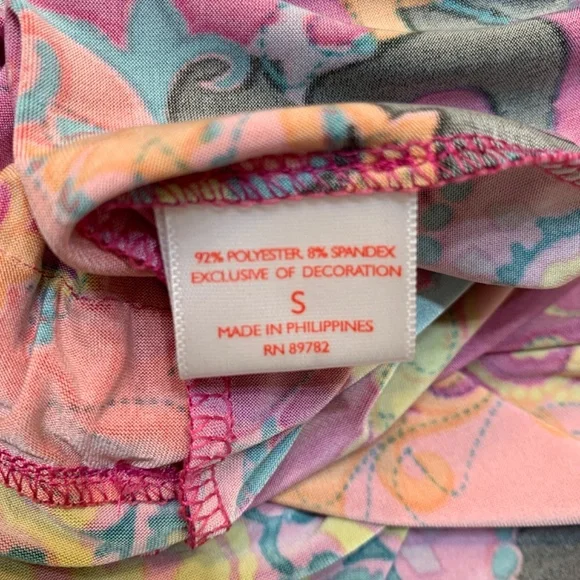 JOSIE Natori Short Robe Size Small Multicolor Print Boho Whimsy Hippie Pink - Picture 12 of 14